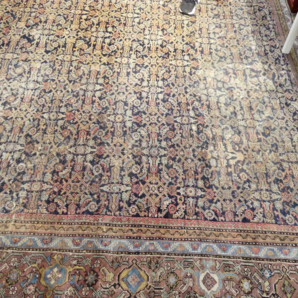 LG 19thC IRANIAN FERAGHAN CARPET (HERATI DESIGN) 4100 x 4700mm  WEAR COMMENSURATE WITH AGE Image 1++