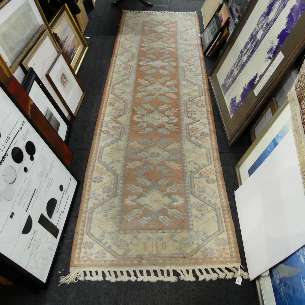 HAND KNOTTED WOOL PILE RUNNER 3000x850mm Image 1++