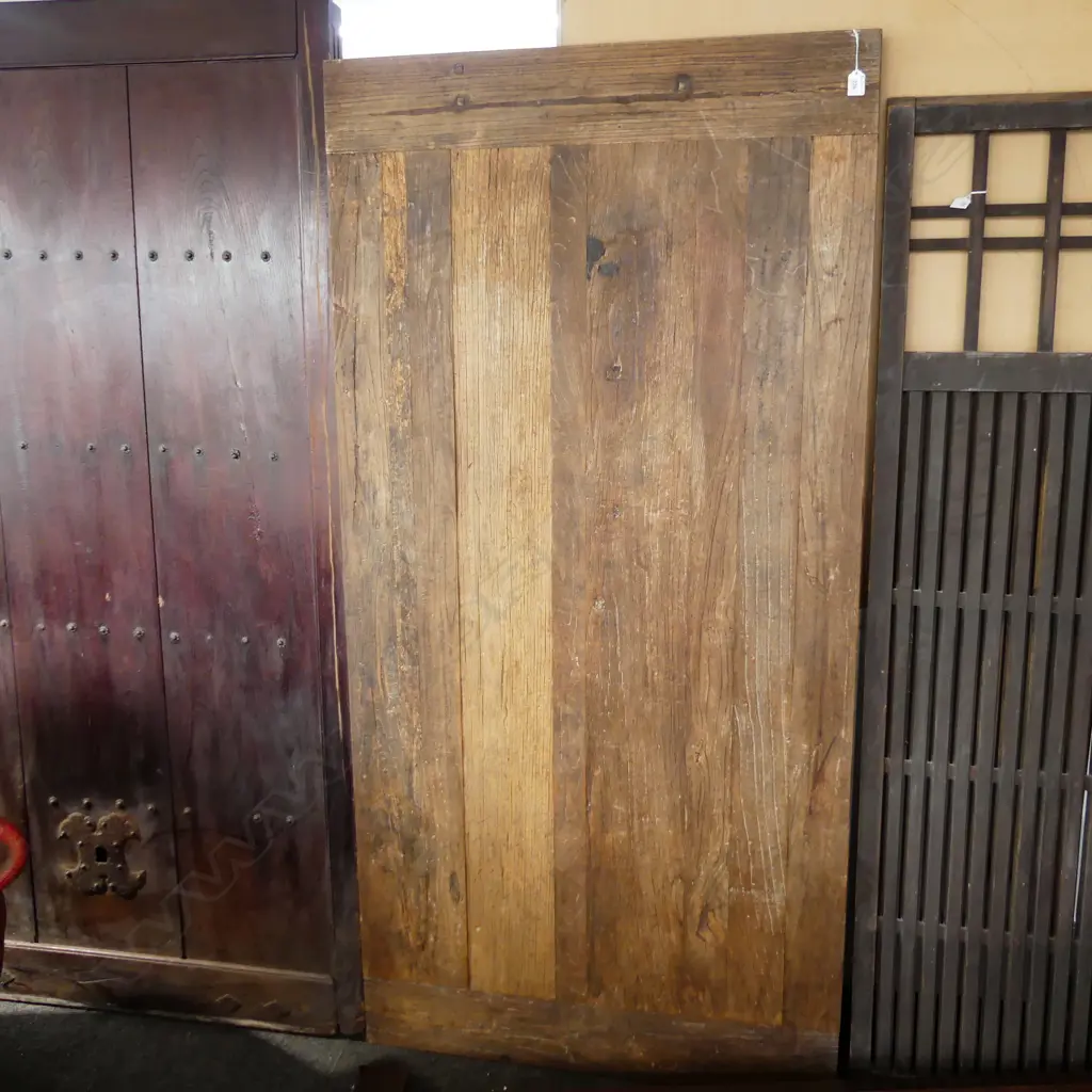 OLD HEAVY WORN OAK TABLE TOP CLENCHED ENDS. 1835 x 900mm. Image 1++