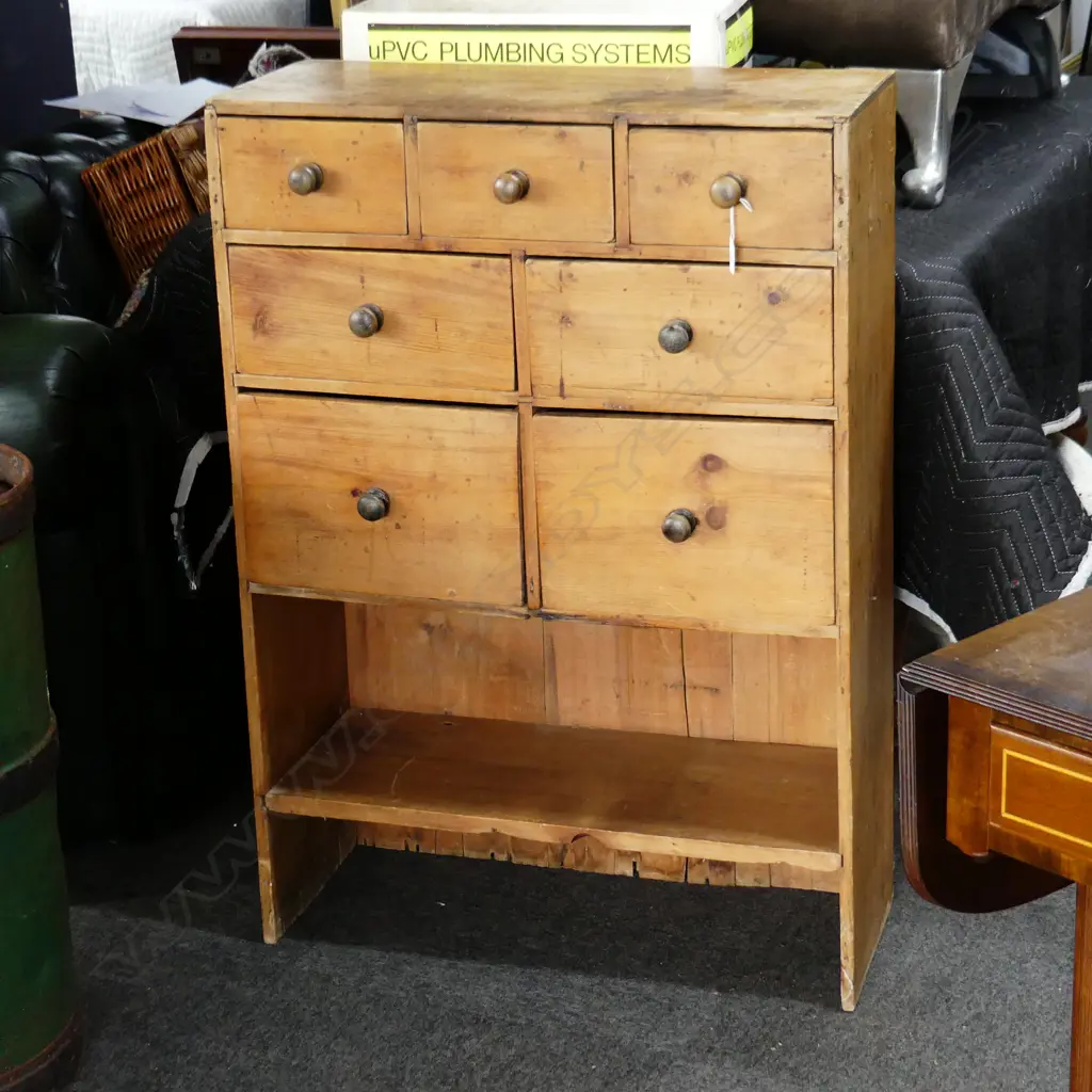 19THC COUNTRY PINE KITCHEN SPICE CABINET 7 DRAWERS H.1015mm  W.700mm Image 1++