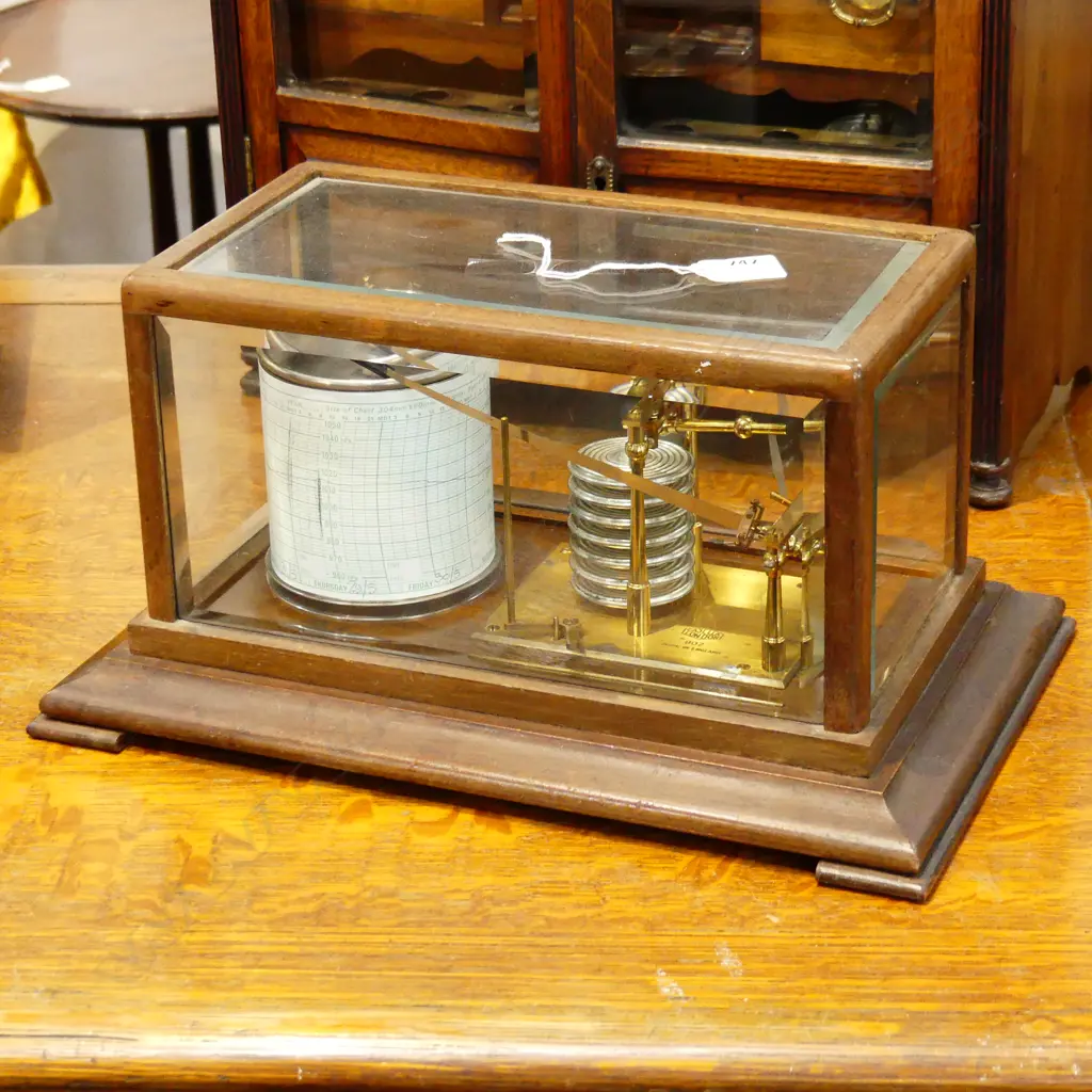 BAROGRAPH; CASELLA LONDON IN MAHOGANY DISPLAY CASE W.380mm Image 1++