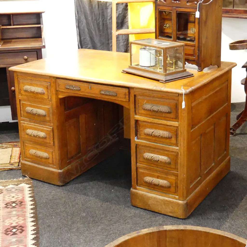 EARLY 20thC OAK OFFICE DESK 1270x810x780mm Image 1++