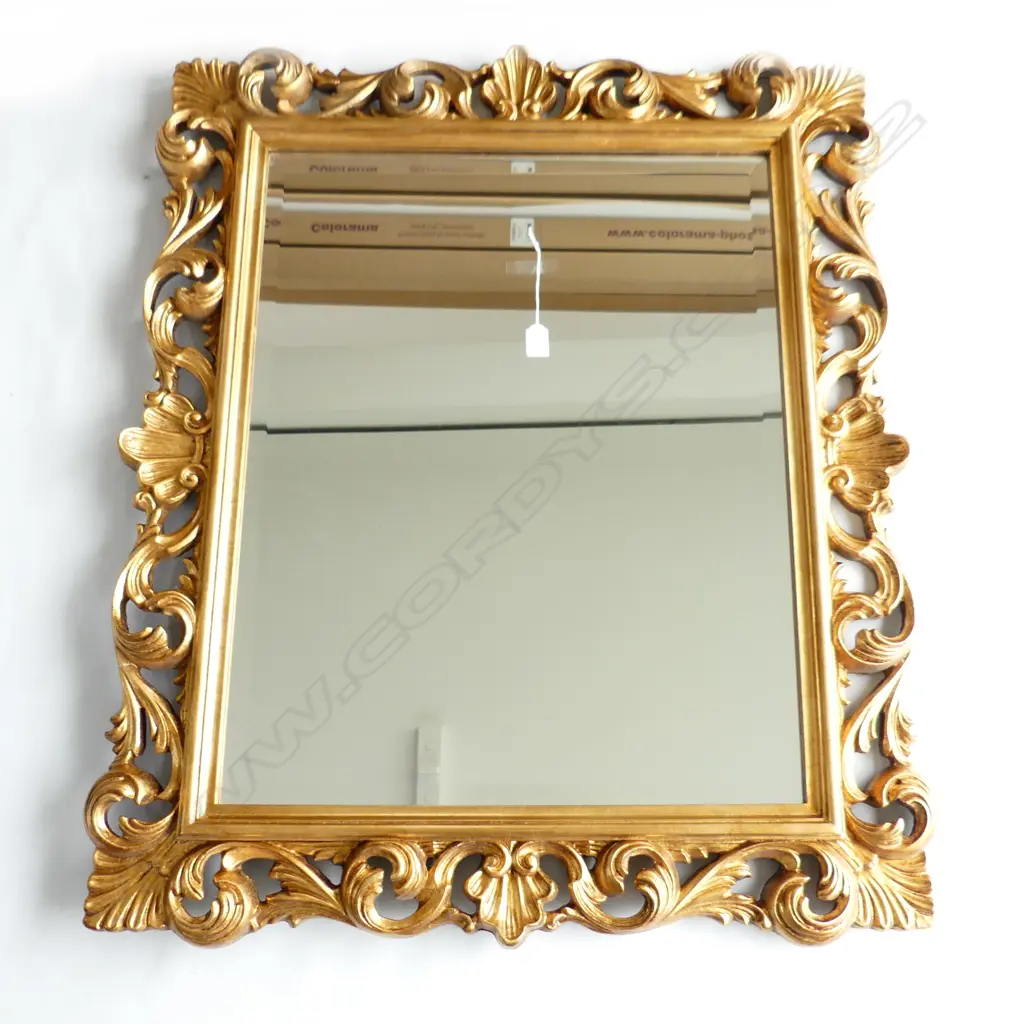 LG MIRROR w. ORNATE GOLD SCROLL FRAME 1000x840mm Image 1++