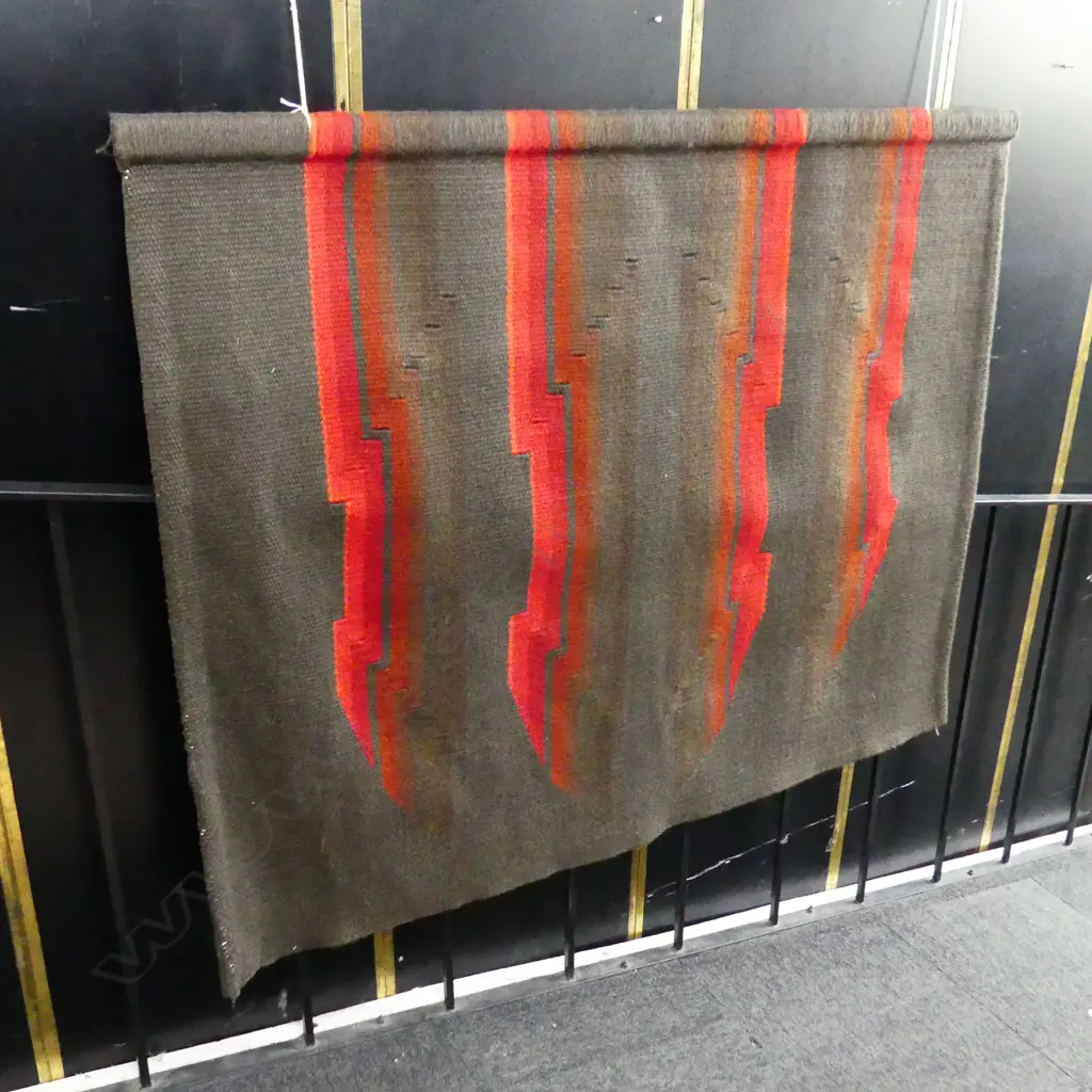 IAN SPALDING BROWN WOOL TAPESTRY 'RED SHADOWS IX' 1125x1450mm Image 1++
