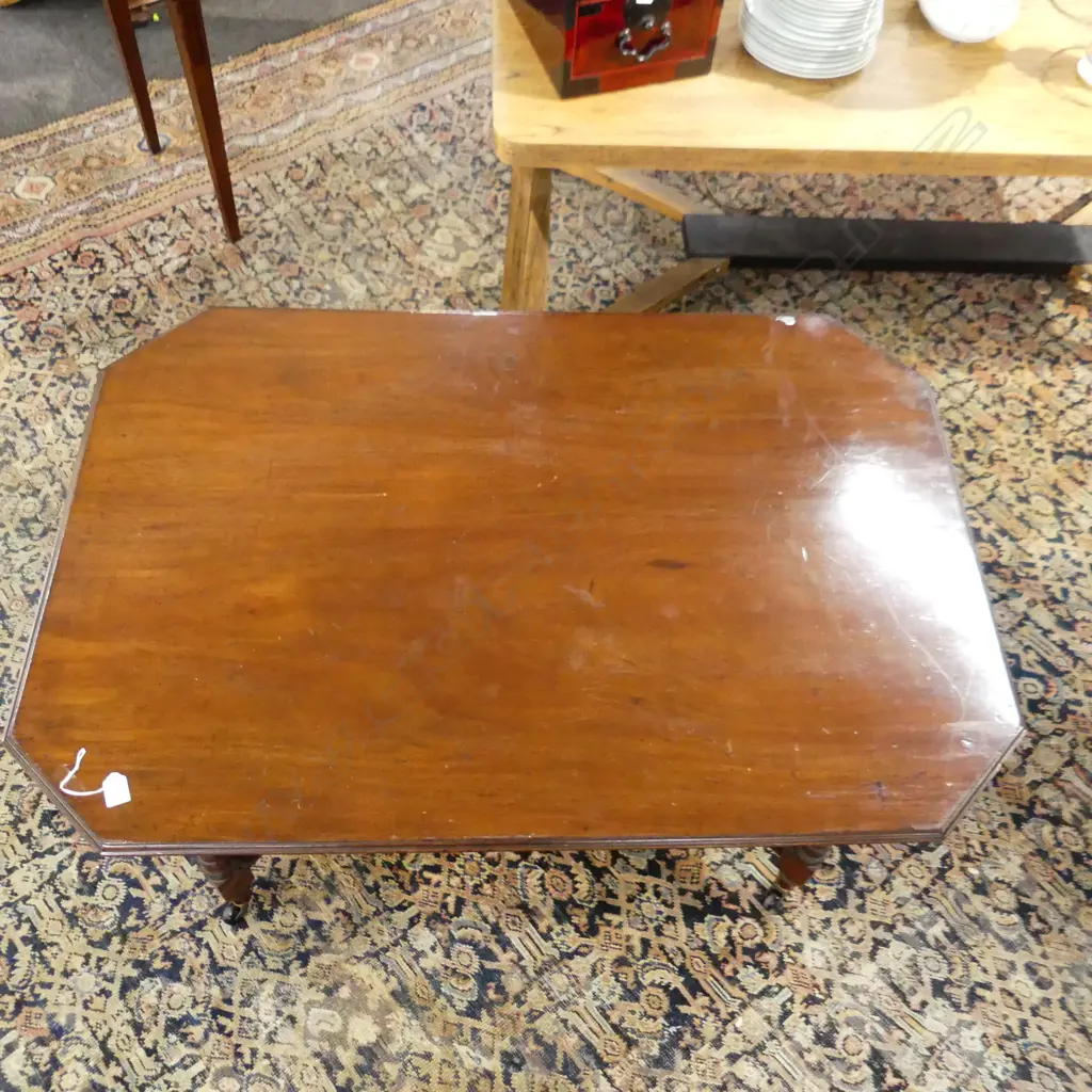 VICTORIAN WALNUT LIBRARY/SIDE TABLE ON CHINA CASTORS 1205 x 830 x 720mm Image 1++