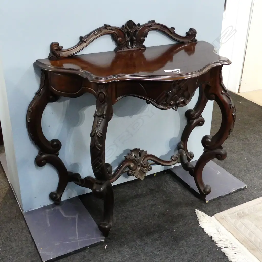 VICTORIAN STYLE CARVED MAHOGANY CONSOLE TABLE 1000x480x920mm Image 1++