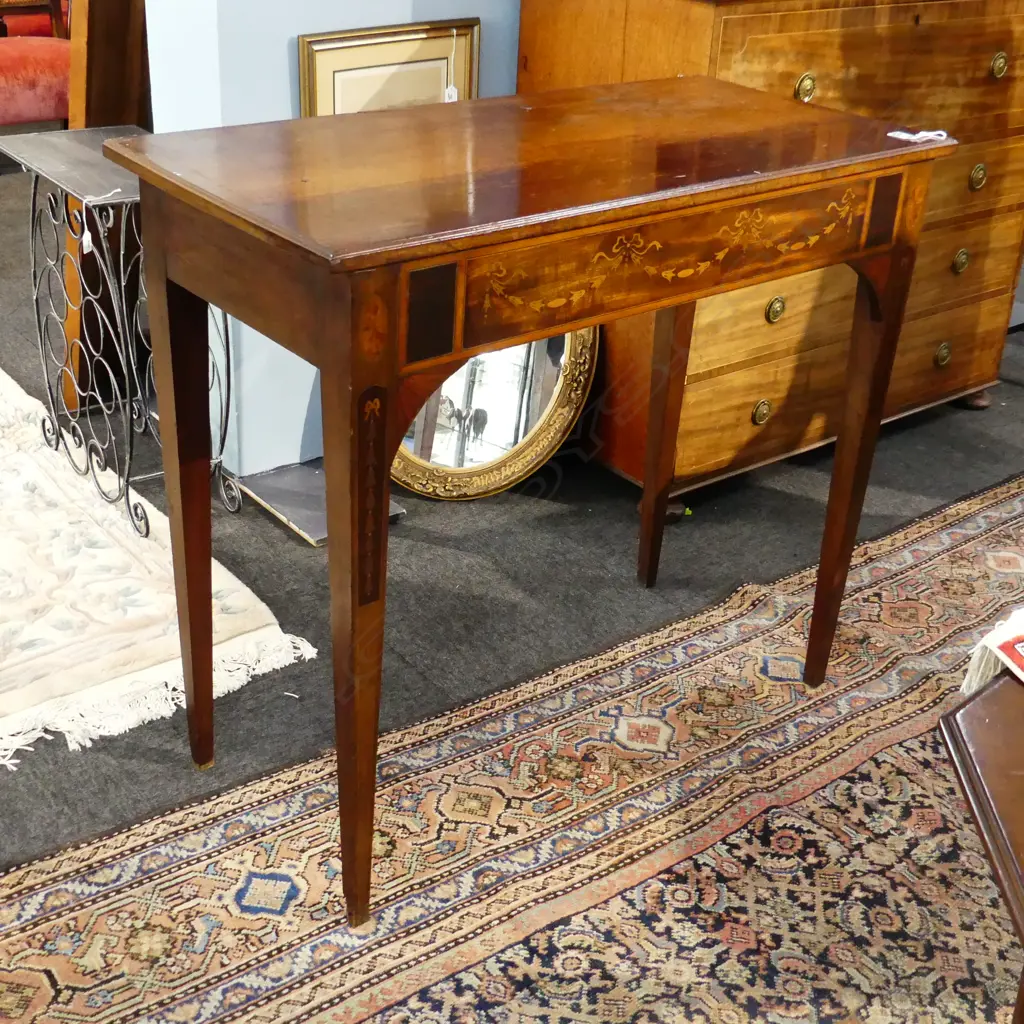 SHERATON REVIVAL TALL MAHOGANY TABLE  ORIGINALLY HAD CABINET BACK 1030 x 495 x 910mm Image 1++
