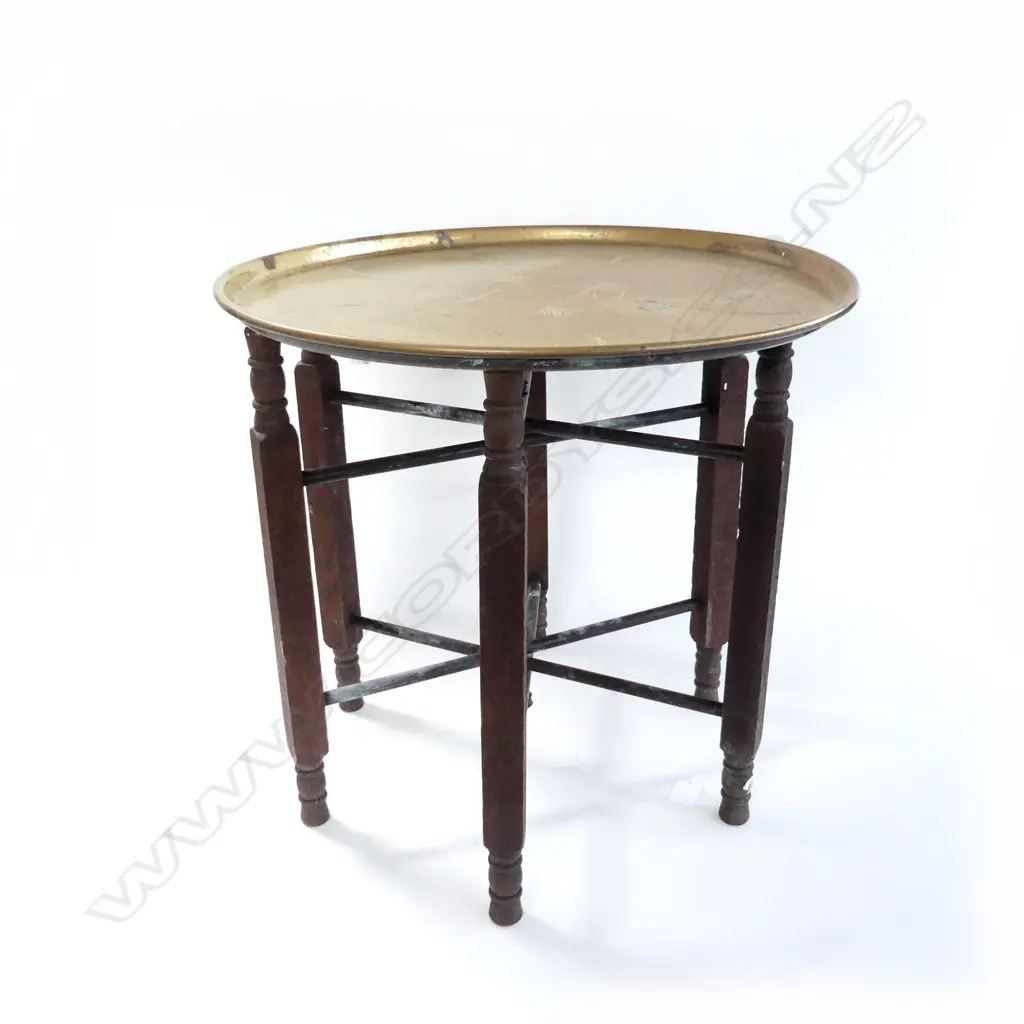 LG ORIENTAL FOLDING BRASS TRAY TABLE DIA  500MM Image 1++