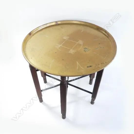 LG ORIENTAL FOLDING BRASS TRAY TABLE DIA  500MM