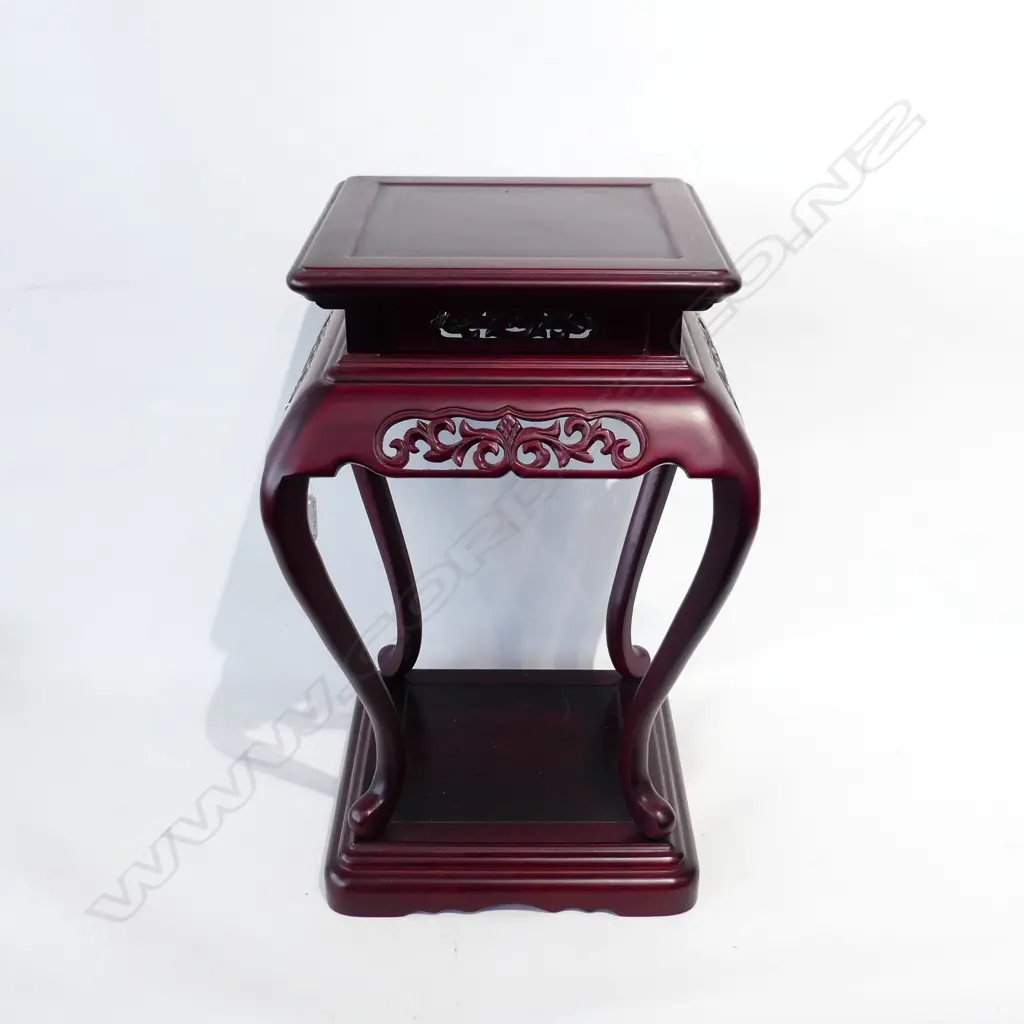 CHINESE VASE STAND W BASE TIER H.440mm red stained Image 1++