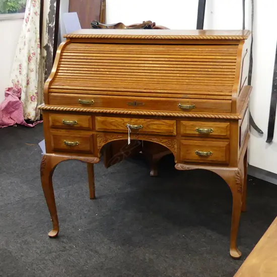 OAK ROLL TOP DESK 1060x610x1110mm