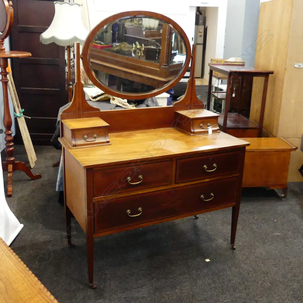 EDWARDIAN INLAID MAHOGANY DRESSING TABLE 1070X525mm Image 1++