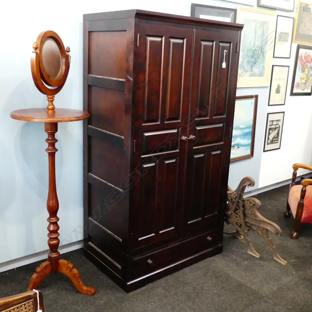 QUALITY JAPANESE HOKKAIDO MINGEI CHERRY WOOD WARDROBE H.1780mm W.940mm drawer to base Image 1++