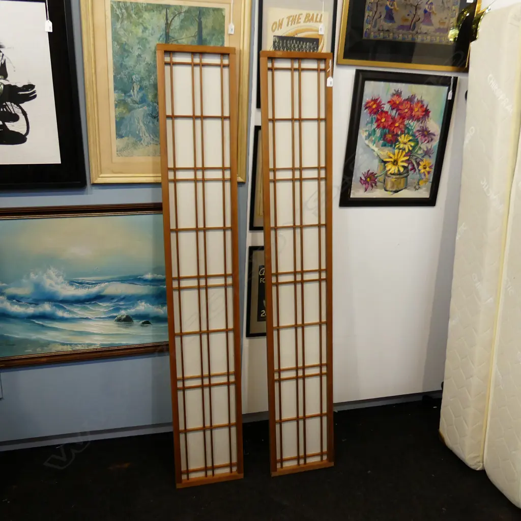 PAIR JAPANESE SLIM SHOJI PANELS 1815 x 295mm Image 1++