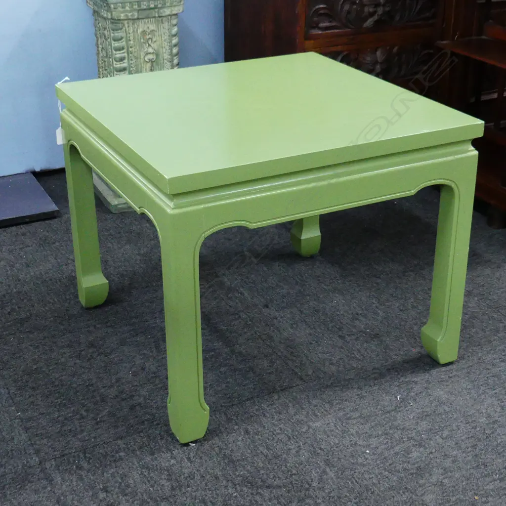 GREEN PAINTED ORIENTAL TABLE 585x585x490mm Image 1++