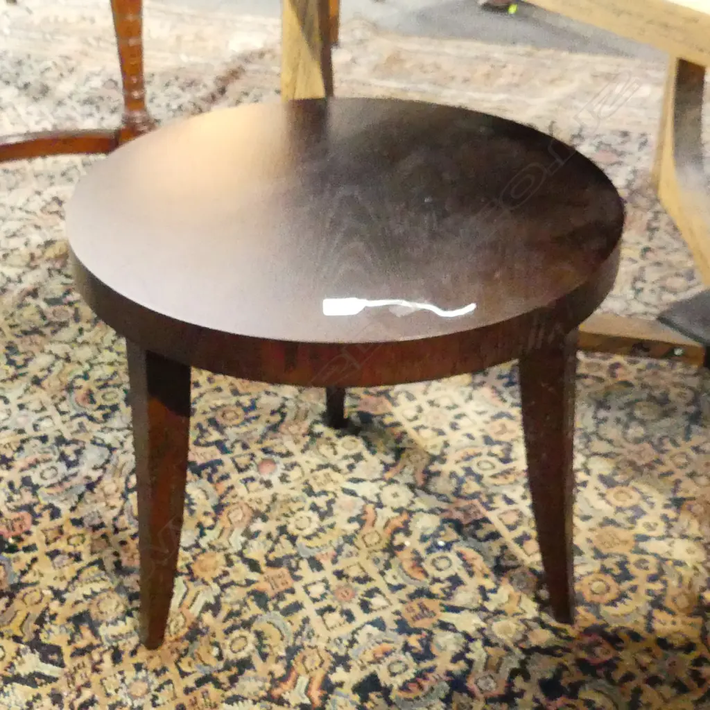 MODERN ROUND SIDE TABLE SPLAY LEGS DARK OAK Dia.600mm Image 1++
