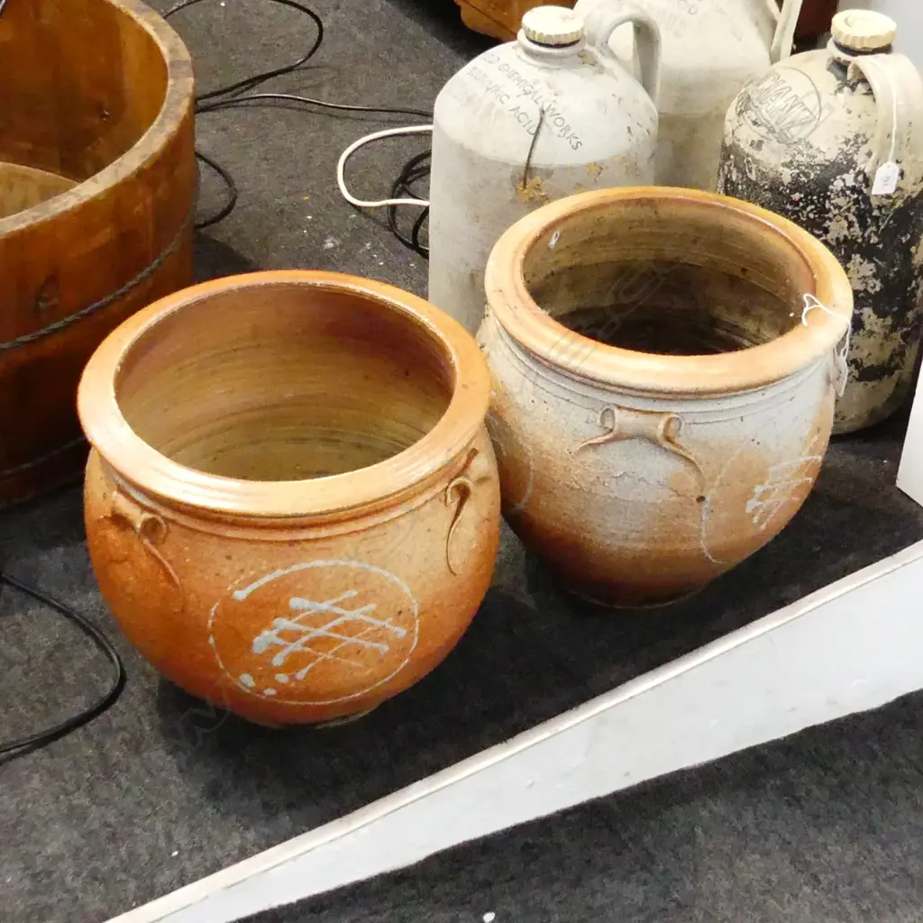 PR NZ STUDIO POTTERY SHINO GLAZE GARDEN PLANTERS Image 1++