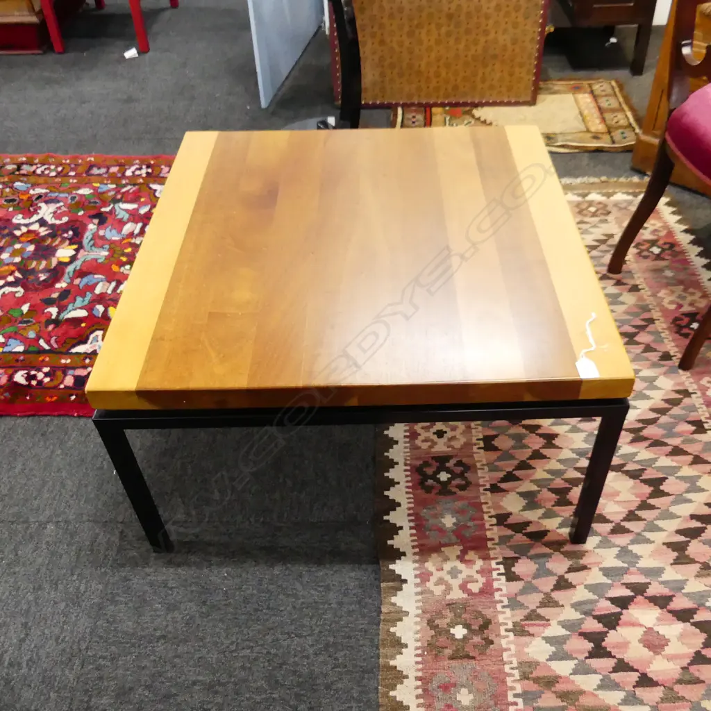 RETRO SQUARE COFFEE TBLE EBONISED METAL BASE Image 1++