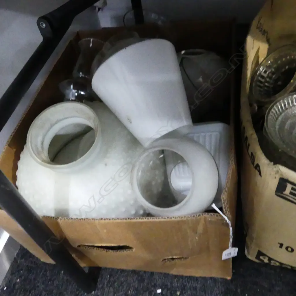 BOX LOT ASST. VINTAGE LIGHT SHADES ETC Image 1++