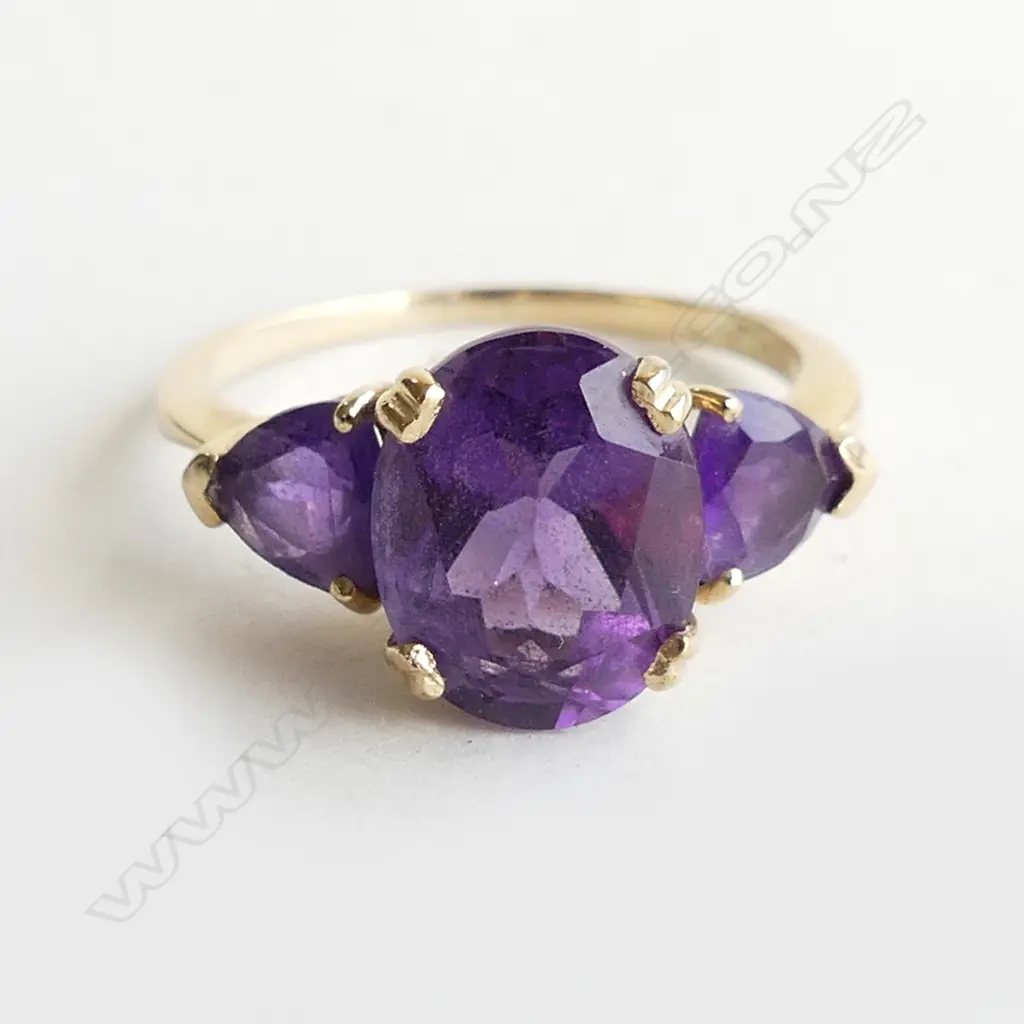 9CT GOLD & AMETHYST RING 2.74GMS SIZE N Image 1++