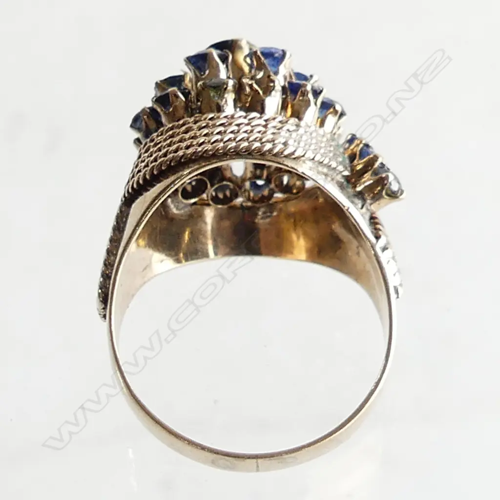 14CT AND SAPPHIRE COCKTAIL RING SIZE N Image 1++