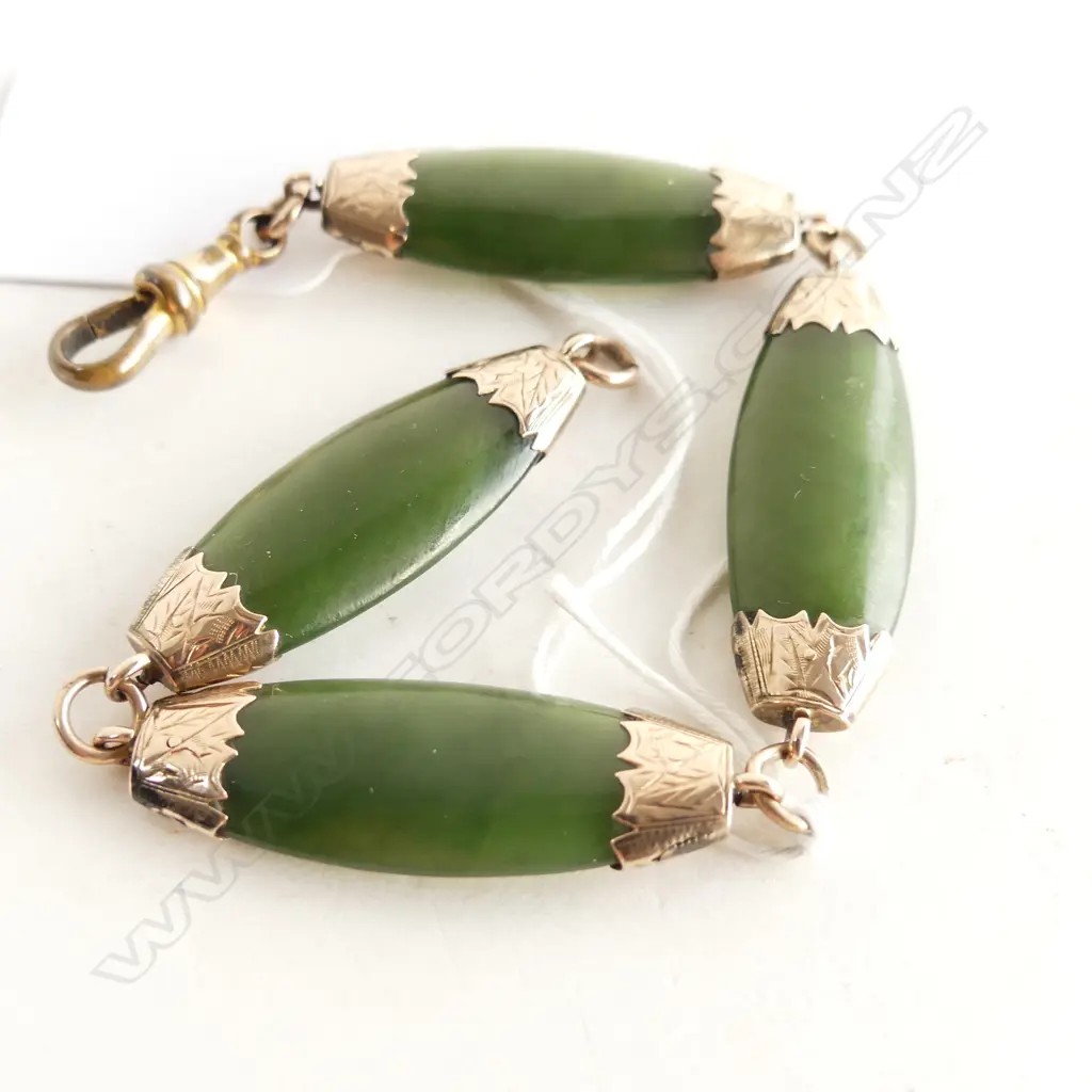 9CT & GREENSTONE BRACELET L.200mm Image 1++