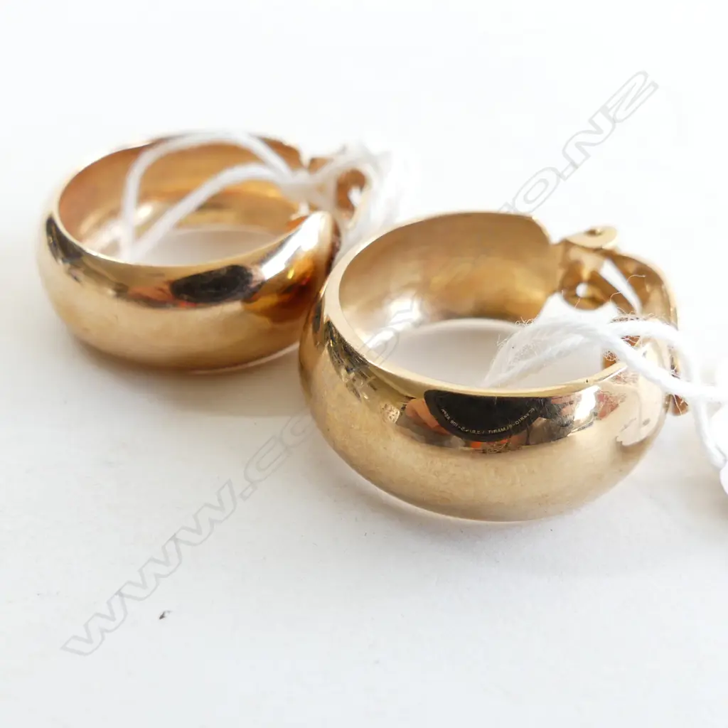 PR 9CT ROSE GOLD WIDE HOOP EARRINGS W clip mounts 7.8GMS Image 1++