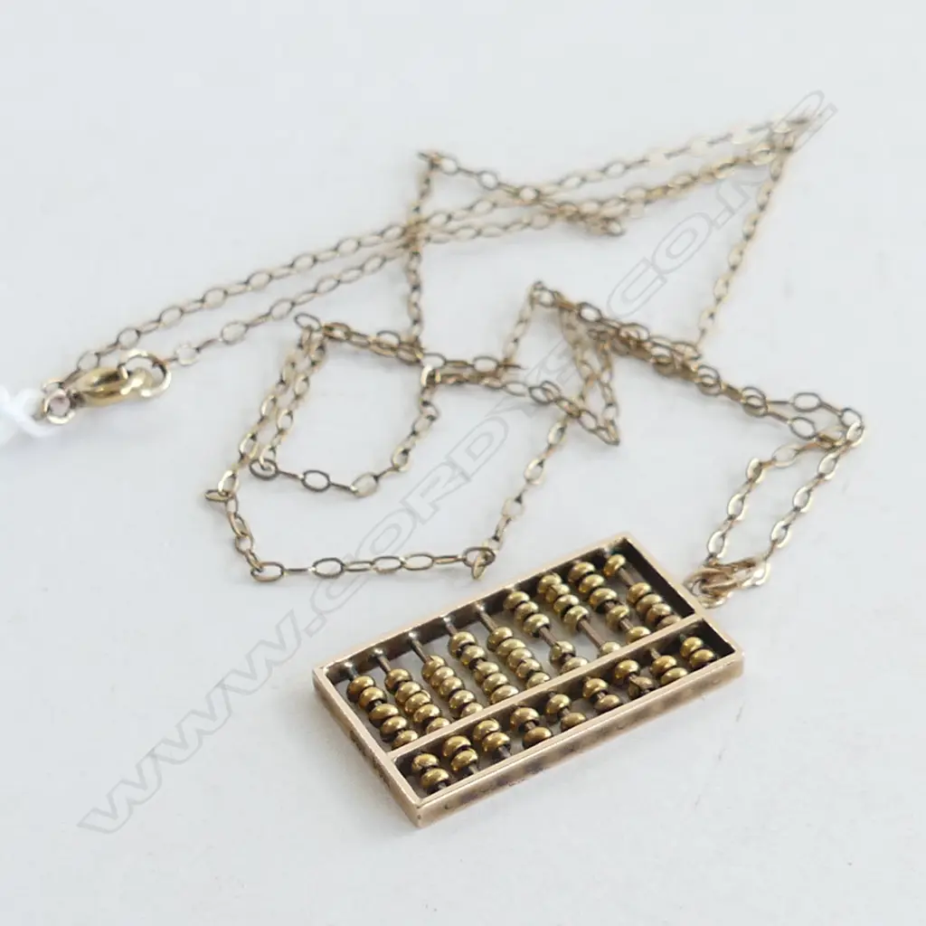 14CT GOLD ABACUS PENDANT 2.7gms  ON FINE GOLD? CHAIN Image 1++