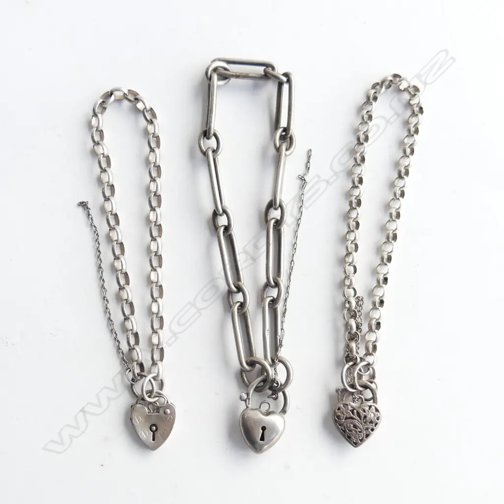 3 VINTAGE STG SILVER BRACELETS 40GMS Image 1++