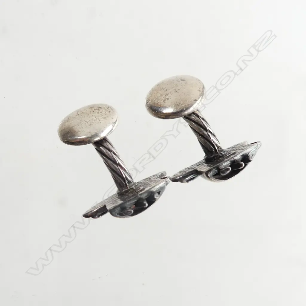 VINTAGE STG SILVER COFFEE CUP CUFF LINKS Image 1++