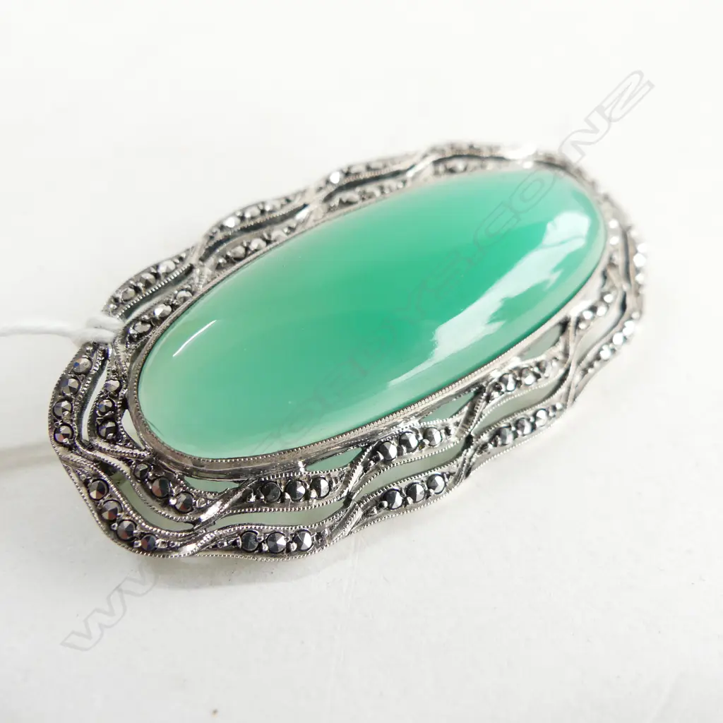 STG SILVER MARCASITE CRYSTAPHASE BROOCH W.50mm Image 1++