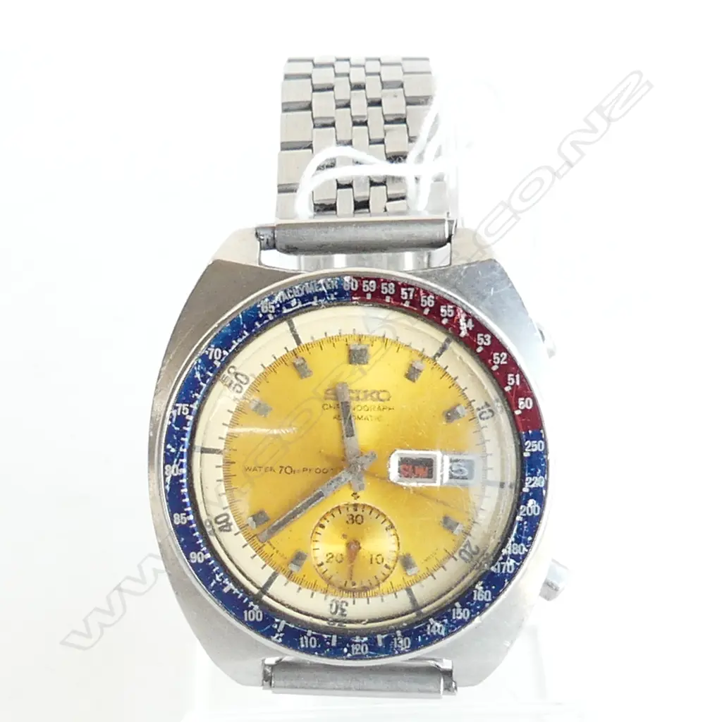 SEIKO CHRONOGRAPH 1970/80'S WATCH 70m WATERPROOF SCRATCHED NO WINDER Image 1++