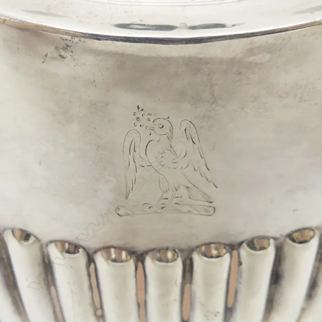 STG SILVER TEAPOT, J. H. POTTER SHEFFIELD ENGRAVED 'CHRISTMAS 1909' & CREST 267GMS Image 1++