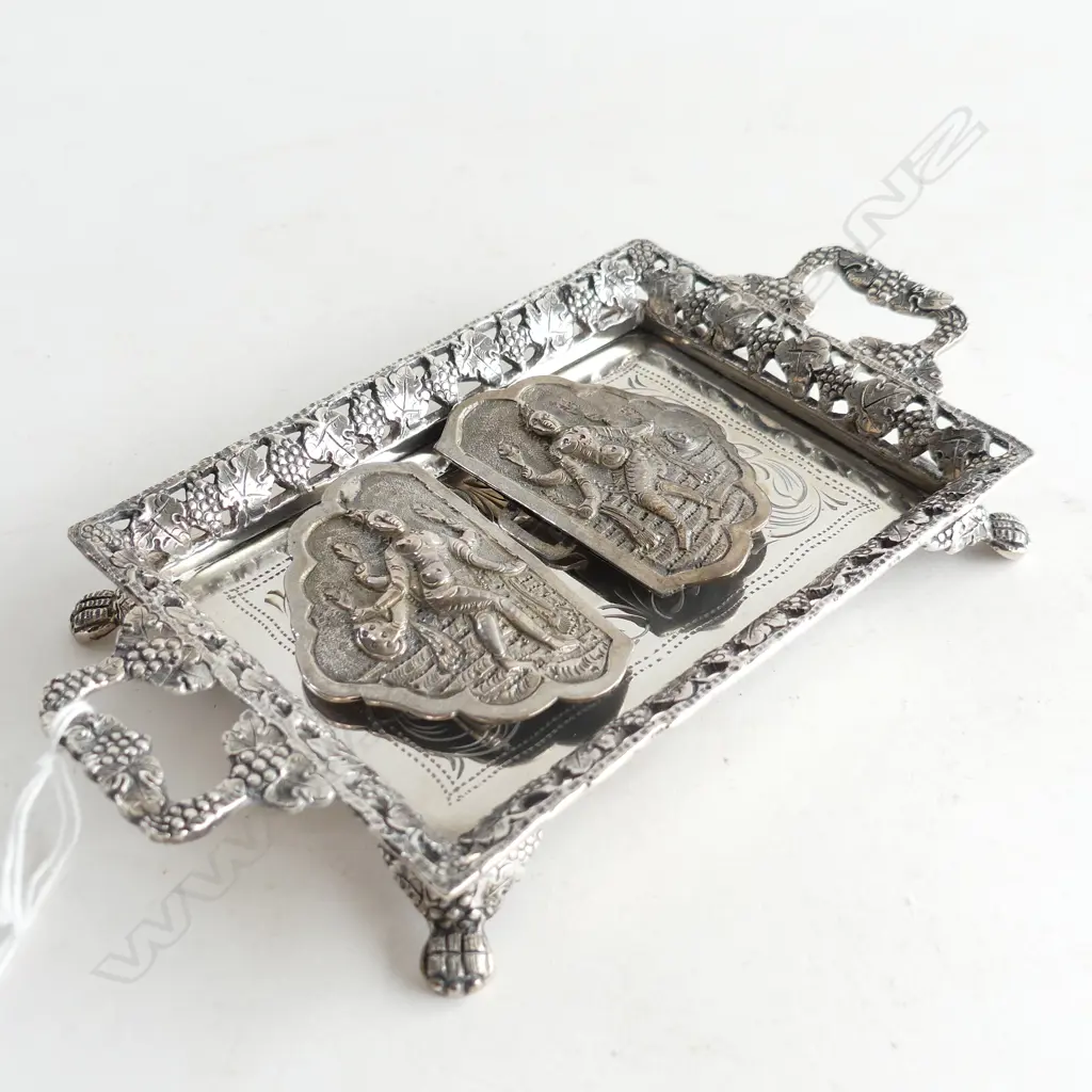 MINIATURE SILVER PLATE TRAY AND BUCKLE Image 1++