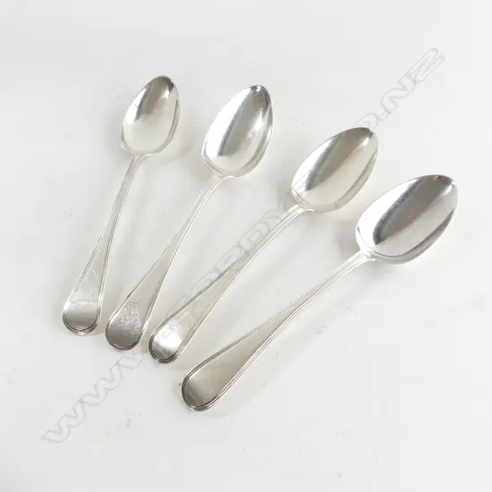 4 SILVER GEORGE III/IV TABLE SPOONS 286gms