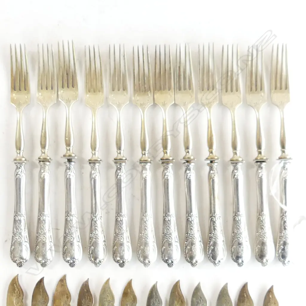 24 PCE GERMAN 800 SILVER FRUIT SET 836 GRAMS BY J. KRISCHER NACHFOLGER Image 1++