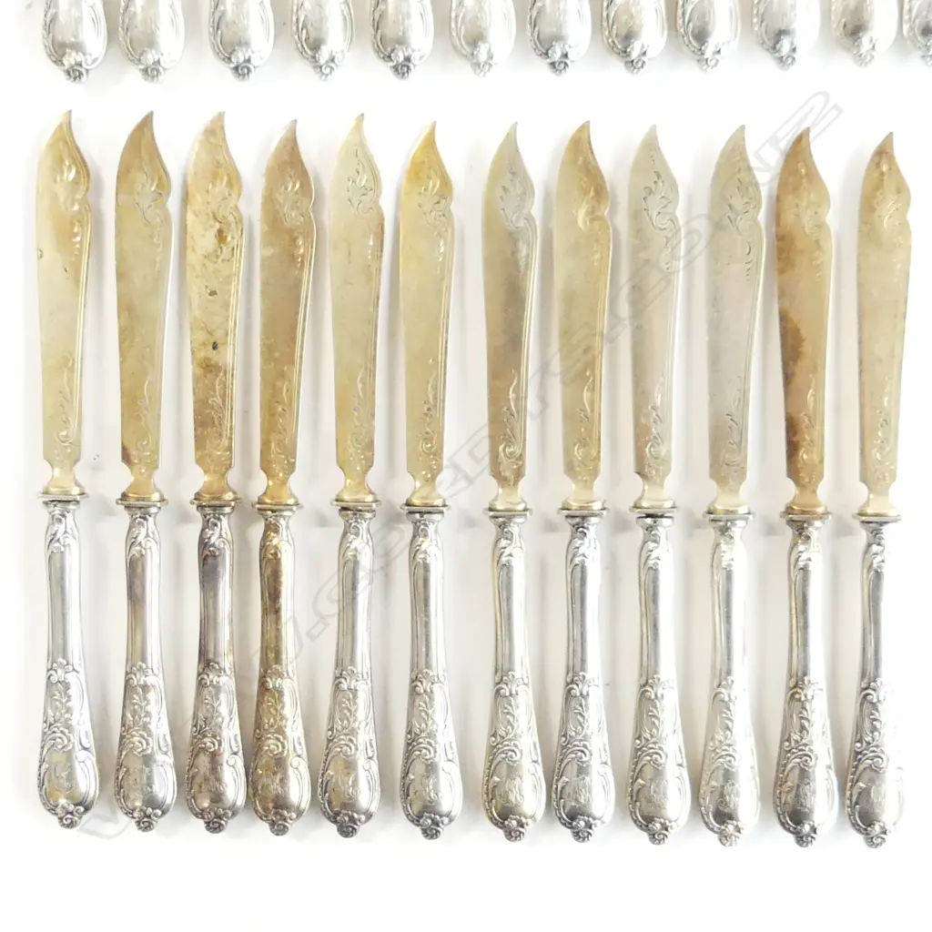 24 PCE GERMAN 800 SILVER FRUIT SET 836 GRAMS BY J. KRISCHER NACHFOLGER Image 1++