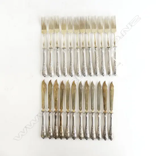 24 PCE GERMAN 800 SILVER FRUIT SET 836 GRAMS BY J. KRISCHER NACHFOLGER