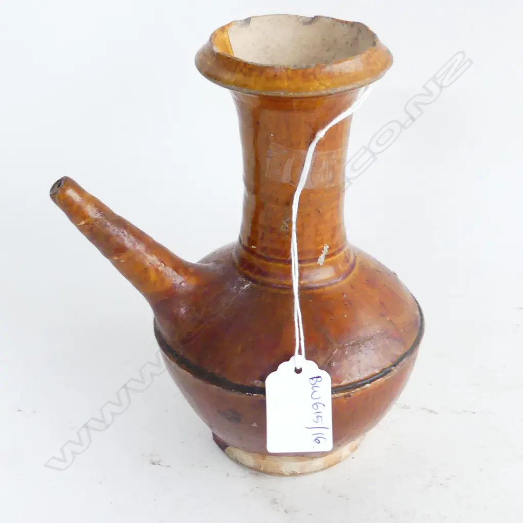 ANTIQUE CHINESE YUAN BROWN GLAZED KENDI H.180mm Image 1++