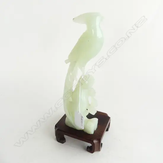 CARVED JADE BIRD ON STAND  H.270mm