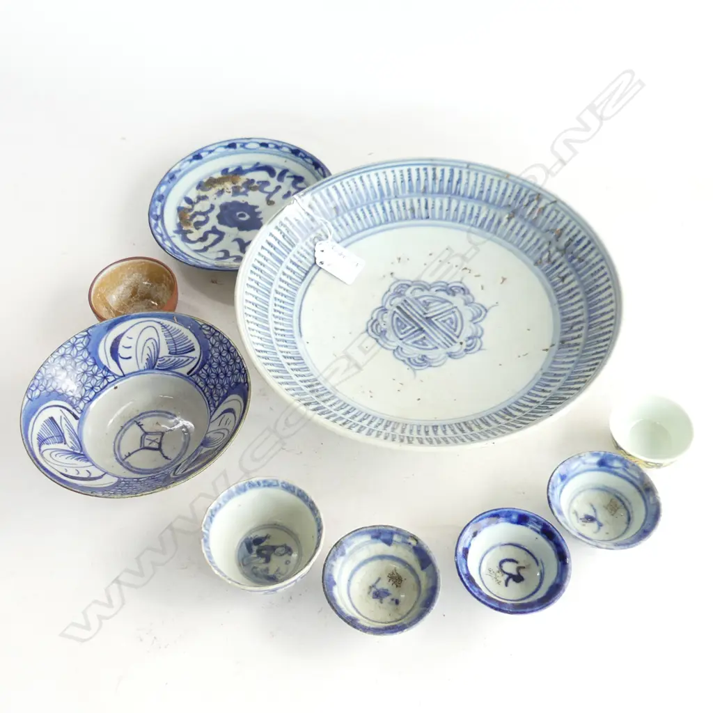 CHINESE PROVINCIAL MING DISH Dia.260mm + SMALL OLD BOWLS X 8 minor faults Image 1++