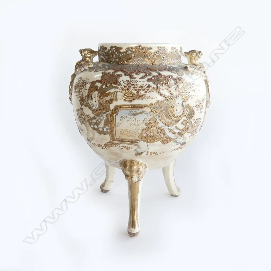 LG JAPANESE SATSUMA TRIPOD INCENSE BURNER (MISSING COVER) H.275mm Image 1++