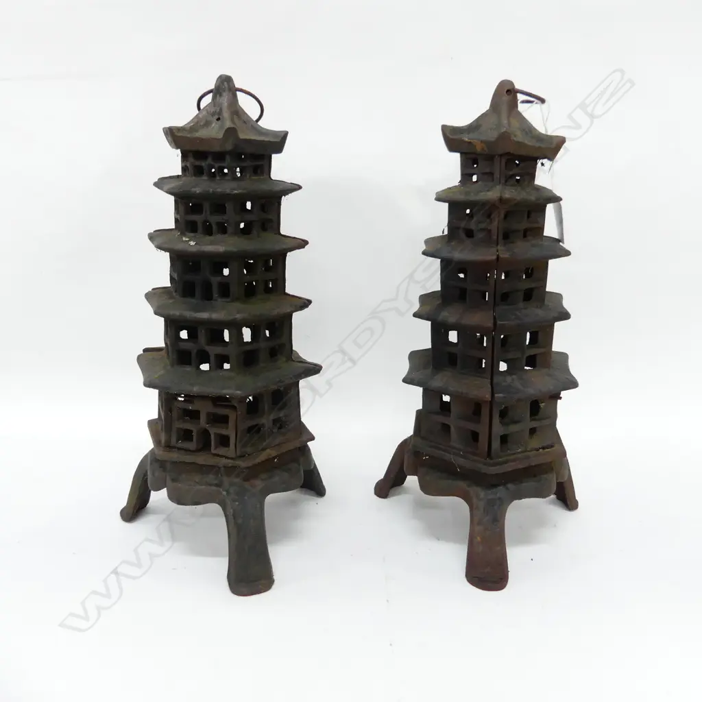 2 CAST IRON TEMPLE LANTERNS Image 1++