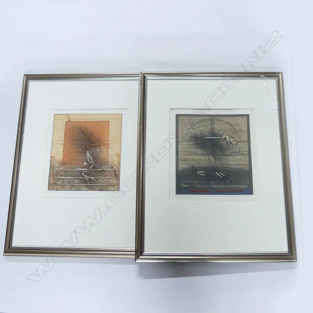 2 KARL FRED DAHMEN (GERMAN 1917-1981) COLOURED ETCHINGS; 'GRAFFITI' 1978 50/75 & OTHER 46/75 340x310mm Image 1++