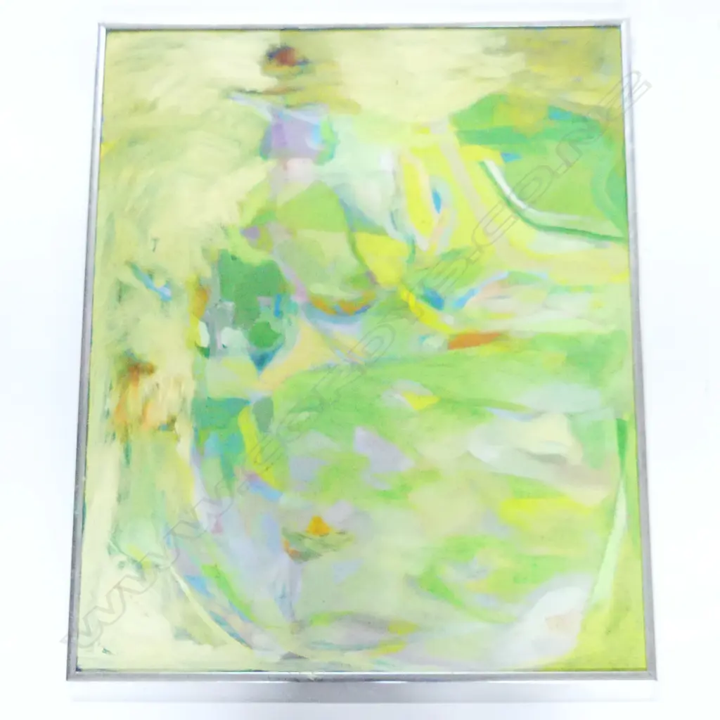 BERNARD WATERS (NZ WORKING c.1968-2020), UNTITLED GREEN ABSTRACT, OIL ON CANVAS BOARD, UNSIGNED 720x595mm Image 1++