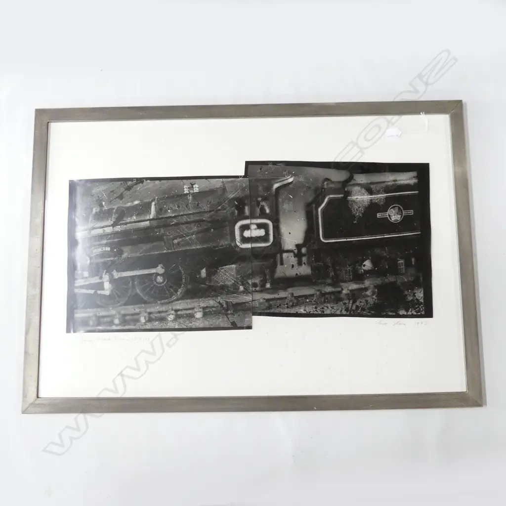CLIVE STONE (NZ b.1950) 'LONG BLACK TRAIN, 18/9/95' PHOTOGRAPHIC COLLAGE OF 2 SILVER GELATIN PRINTS, 1/10 SIGNED & DATED Image 1++