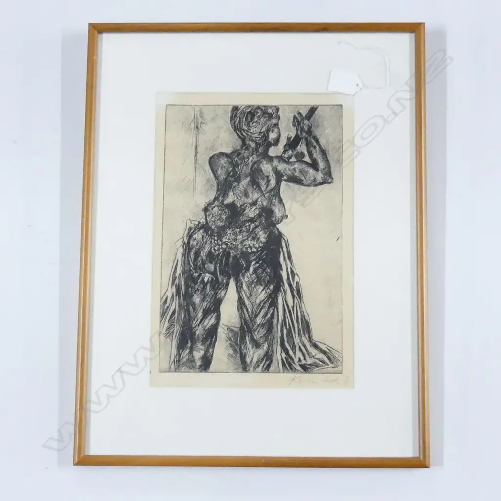 KAREN COOK ENGRAVING STYLISED WOMAN STUDY ED 3/5 295 x 195mm  Image 1++