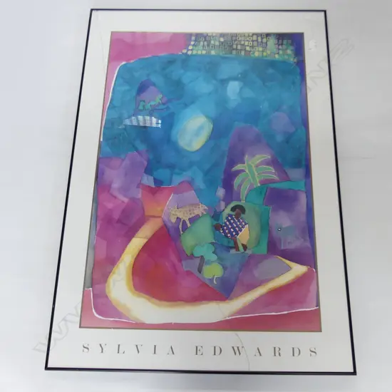 4 LG ABSTRACT PRINTS; BLUE LANDSCAPE 530x860mm, 2 w. BROKEN GLASS (PETER KITCHELL & SYLVIA EDWARDS), OTHER 