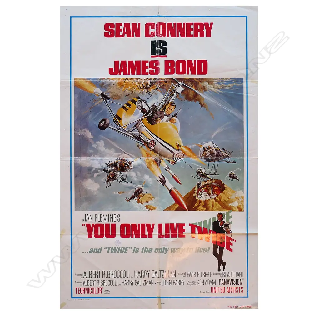 LG RARE 1967 US JAMES BOND/SEAN CONNERY 'YOU ONLY LIVE TWICE' POSTER, 1400 x 690mm Image 1++