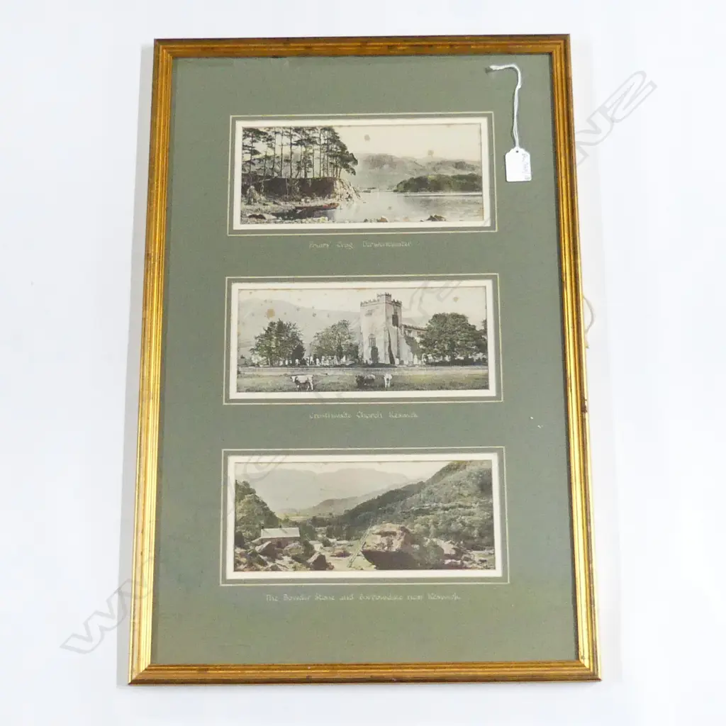 3 CHROMO-LITHOGRAPHIC PRINTS; KESWICK ENGLAND c.1900 610x395mm Image 1++